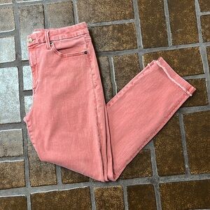Pistola Brick Red Drea Scissor Cut Hem Slim Straight Cropped Jean
